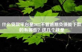 什么贷款平台是2022不管逾期负债能下款的有哪些？这几个就是