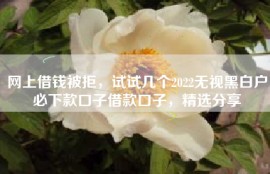 网上借钱被拒，试试几个2022无视黑白户必下款口子借款口子，精选分享