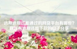 近期逾期过能通过的网贷平台有哪些？最近有逾期还能下款的口子分享