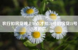 农行扣房贷晚上11点才扣,20号的房贷21号才扣款