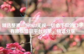 精选整理一份2022无视一切必下款的口子有哪些借款平台名单，精选分享