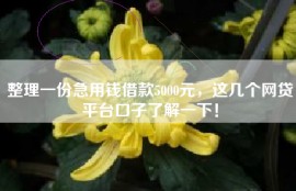 整理一份急用钱借款5000元，这几个网贷平台口子了解一下！