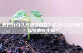 支付分可以开通微粒贷？多少可以开通？详情教程实操！