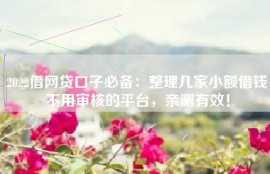 2022借网贷口子必备：整理几家小额借钱不用审核的平台，亲测有效！