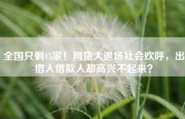 全国只剩15家！网贷大退场社会欢呼，出借人借款人却高兴不起来？
