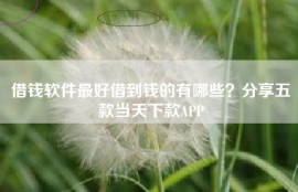 借钱软件最好借到钱的有哪些？分享五款当天下款APP