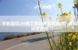 手机借钱APP哪个放款快容易通过？赶紧试试这些