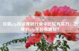 目前p2p投资理财行业中比较有实力、正规的p2p平台有哪些？