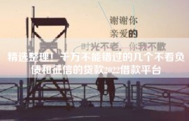 精选整理！千万不能错过的几个不看负债和征信的贷款2022借款平台