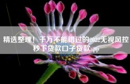 精选整理！千万不能错过的2022无视风控秒下贷款口子贷款app