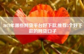 2021年哪些网贷平台好下款,推荐5个好下款的网贷口子