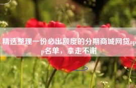 精选整理一份必出额度的分期商城网贷app名单，拿走不谢