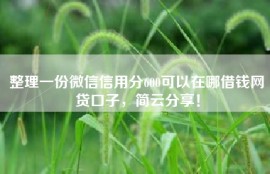 整理一份微信信用分600可以在哪借钱网贷口子，简云分享！
