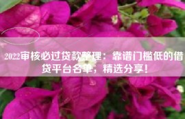 2022审核必过贷款整理：靠谱门槛低的借贷平台名单，精选分享！