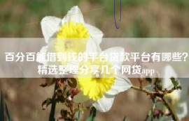 百分百能借到钱的平台贷款平台有哪些？精选整理分享几个网贷app