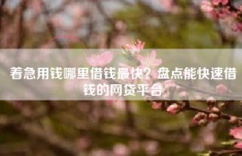 着急用钱哪里借钱最快？盘点能快速借钱的网贷平台
