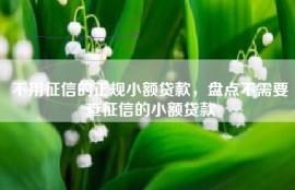 不用征信的正规小额贷款，盘点不需要查征信的小额贷款