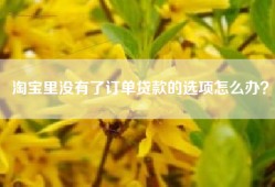 淘宝里没有了订单贷款的选项怎么办？