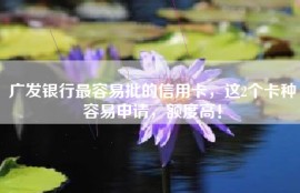 广发银行最容易批的信用卡，这2个卡种容易申请，额度高！
