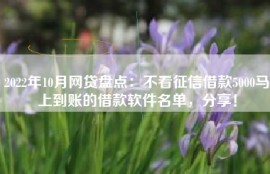 2022年10月网贷盘点：不看征信借款5000马上到账的借款软件名单，分享！