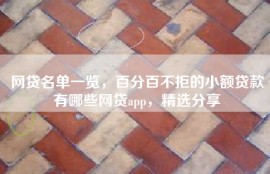 网贷名单一览，百分百不拒的小额贷款有哪些网贷app，精选分享