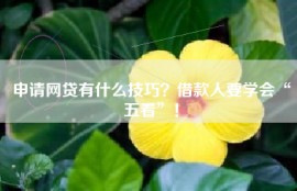 申请网贷有什么技巧？借款人要学会“五看”！