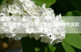 精选整理一份不用评估的借钱软件贷款名单，拿走不谢