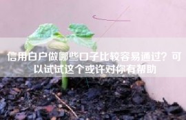 信用白户做哪些口子比较容易通过？可以试试这个或许对你有帮助
