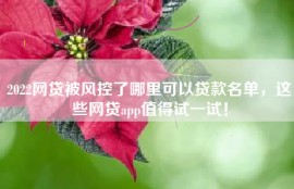 2022网贷被风控了哪里可以贷款名单，这些网贷app值得试一试！