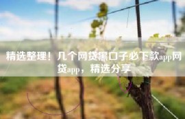 精选整理！几个网贷黑口子必下款app网贷app，精选分享