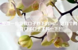 整理一份贷款口子秒下的2022，这几个网贷口子口子了解一下！