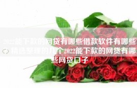 2022能下款的网贷有哪些借款软件有哪些？精选整理的几个2022能下款的网贷有哪些网贷口子