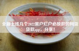 全新上线几个2022黑户烂户必放款的网贷贷款app，分享！