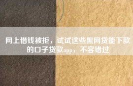 网上借钱被拒，试试这些黑网贷能下款的口子贷款app，不容错过