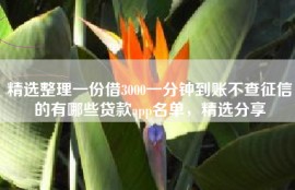 精选整理一份借3000一分钟到账不查征信的有哪些贷款app名单，精选分享