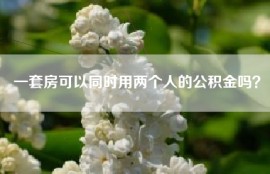 一套房可以同时用两个人的公积金吗？
