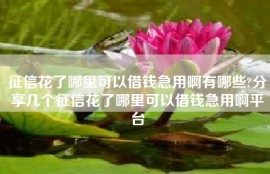 征信花了哪里可以借钱急用啊有哪些?分享几个征信花了哪里可以借钱急用啊平台