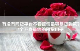 有没有网贷平台不看征信最容易贷到款？5个不查征信的网贷口子