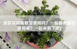 贷款买房需要交费用吗？一般都有哪些费用呢？一起来看下吧！
