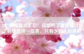 2022网贷盘点汇总：征信烂了哪里可以借到钱急用一览表，只有少数人知道！
