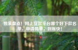 独家盘点！网上贷款平台哪个好下款名单，申请简单，到账快！
