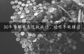 30年等额本息还款技巧，这些不能错过