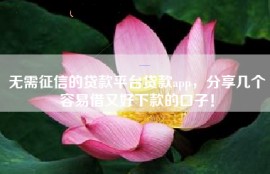 无需征信的贷款平台贷款app，分享几个容易借又好下款的口子！