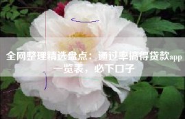 全网整理精选盘点：通过率搞得贷款app一览表，必下口子