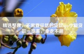 精选整理，不需要征信的贷款app小额贷款一览表，拿走不谢