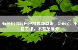 有信用卡非白户群体你就来，5000起，不看工作，不看芝麻分