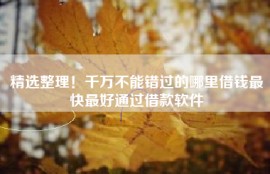 精选整理！千万不能错过的哪里借钱最快最好通过借款软件