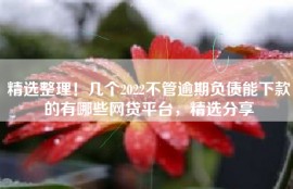 精选整理！几个2022不管逾期负债能下款的有哪些网贷平台，精选分享