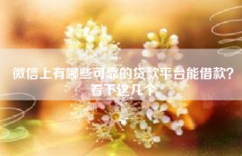 微信上有哪些可靠的贷款平台能借款？看下这几个
