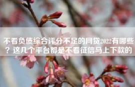 不看负债综合评分不足的网贷2022有哪些？这几个平台都是不看征信马上下款的